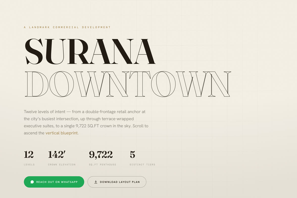 Surana Downtown — commercial development website